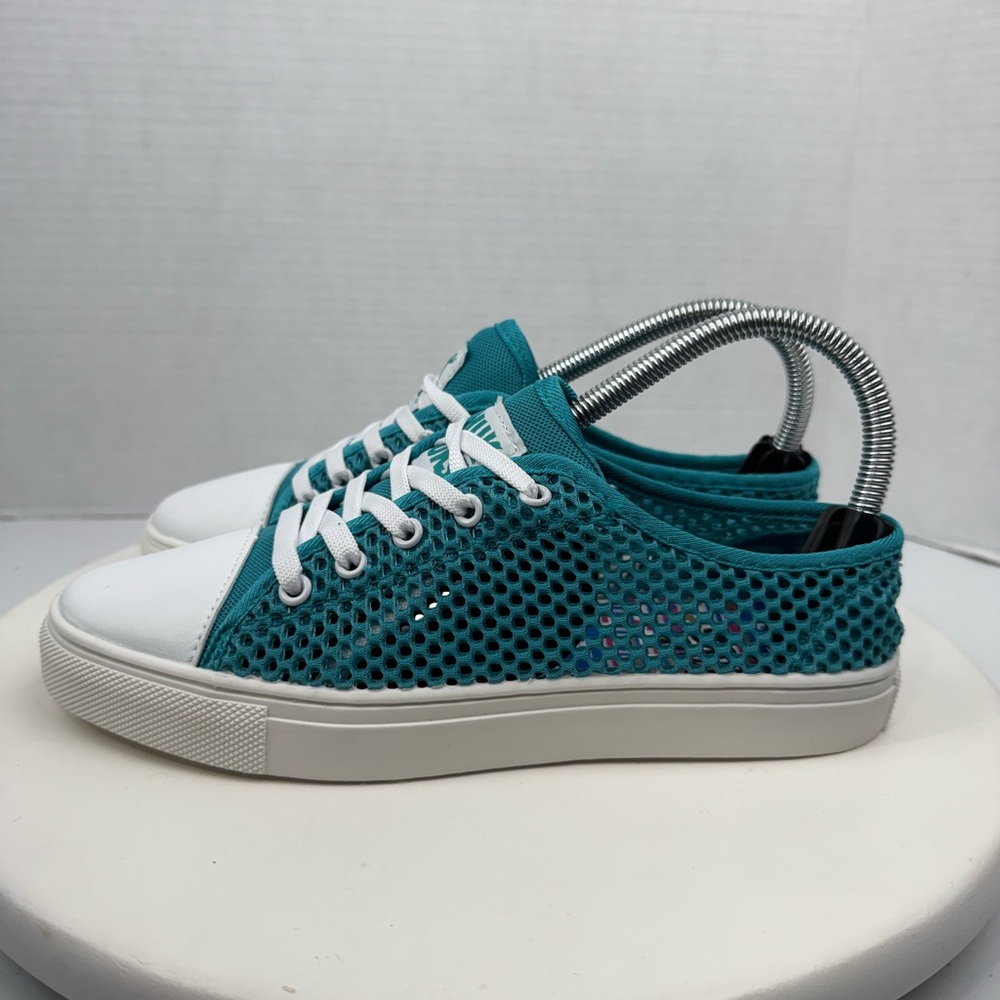 MUK LUKS Women's Tessa Stretch Teal Blue Breathable Casual Sneakers Size 7 Shoes